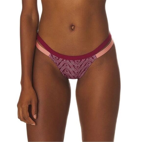 Patagonia Burgundy Nanogrip Banded Bikini Bottom Women Size M - Picture 1 of 4